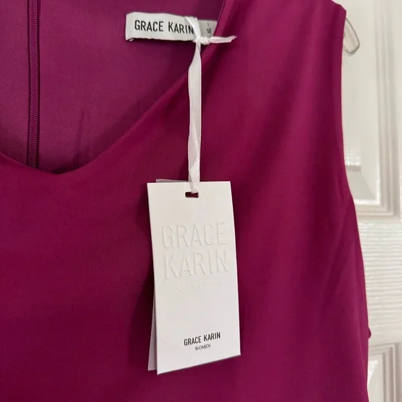 Women’s v-neck ruched sleeveless dress in magenta, size XL NWT - Picture 5 of 14